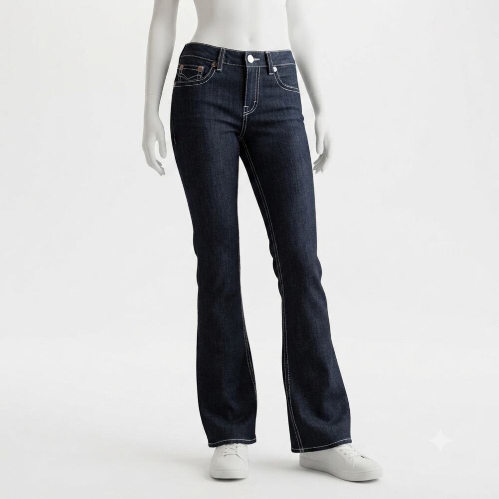 VTG NWT Bebe Kayla Blue Dark Wash Chainmail Bootcut Ladies Jeans Size 30P